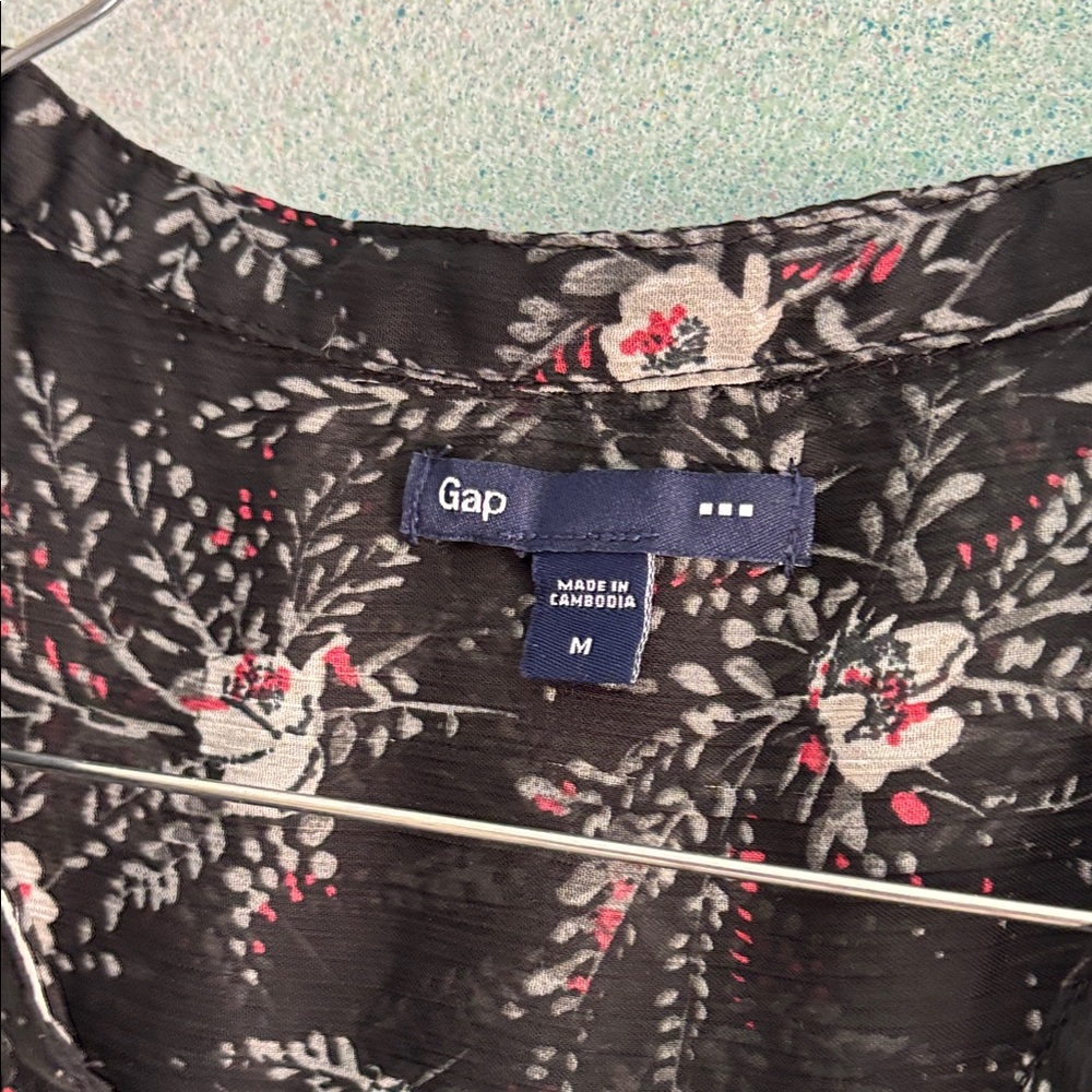 GAP Black Top with Floral Design